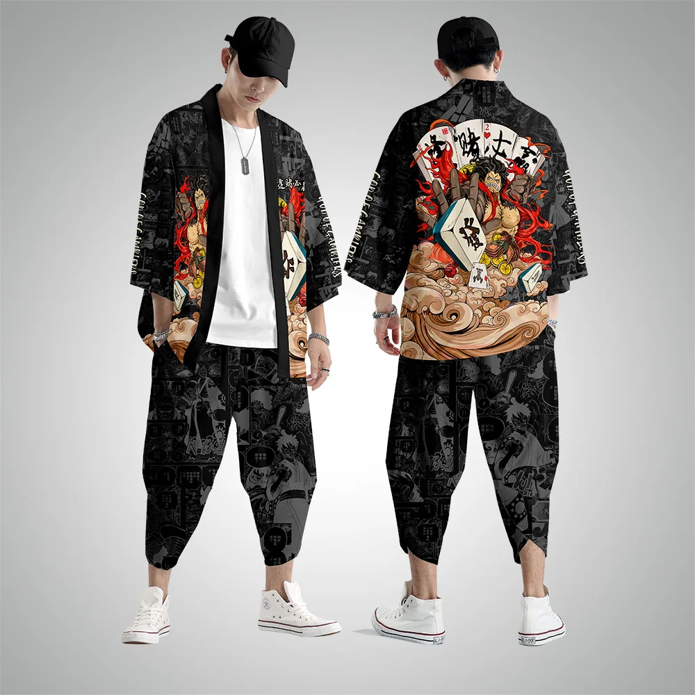 Japanese Fashion Black Print Men Cardigan And Pant Blouse Haori Obi Asian Clothes Samurai Kimono Harajuku
Japanese Fashion Black Print Men Cardigan And Pant Blouse Haori Obi Asian Clothes Samurai Kimono Harajuku