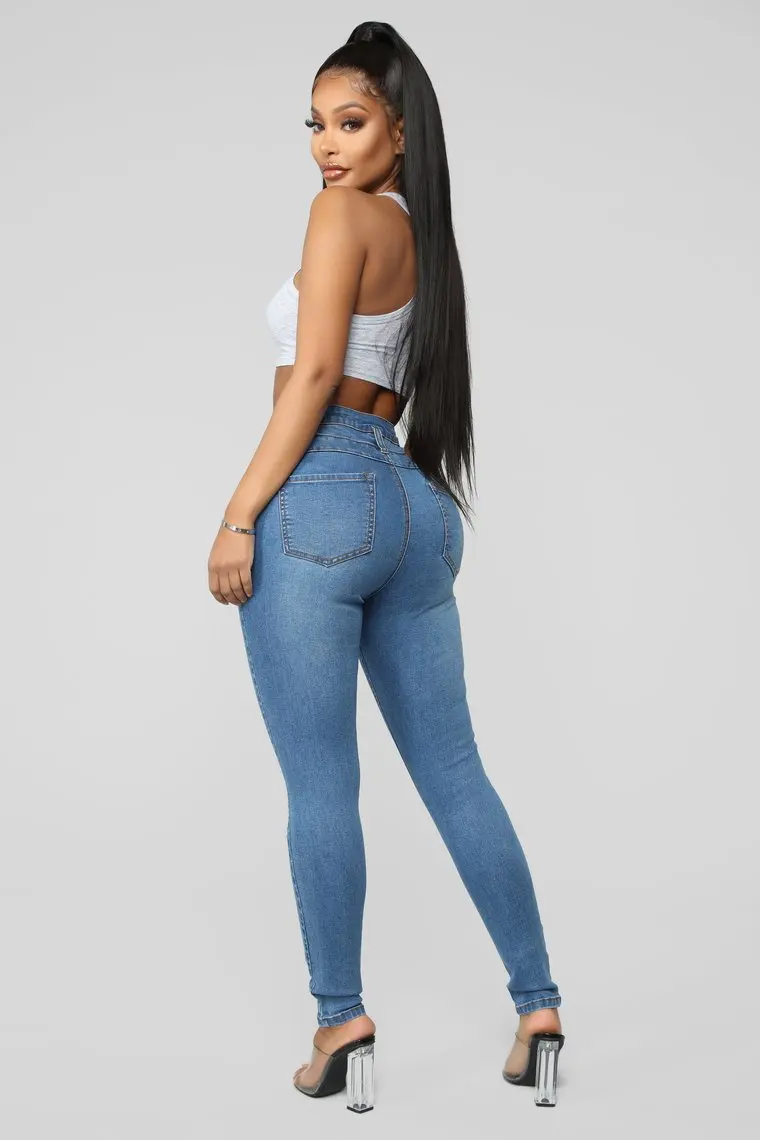 Ripped Skinny Jeans for Women Elastic High Waist 3 Buttons Womens Boyfriend Denim Pencil Pants Trousers Stretch Slim Pants Blue
Ripped Skinny Jeans for Women Elastic High Waist 3 Buttons Womens Boyfriend Denim Pencil Pants Trousers Stretch Slim Pants Blue