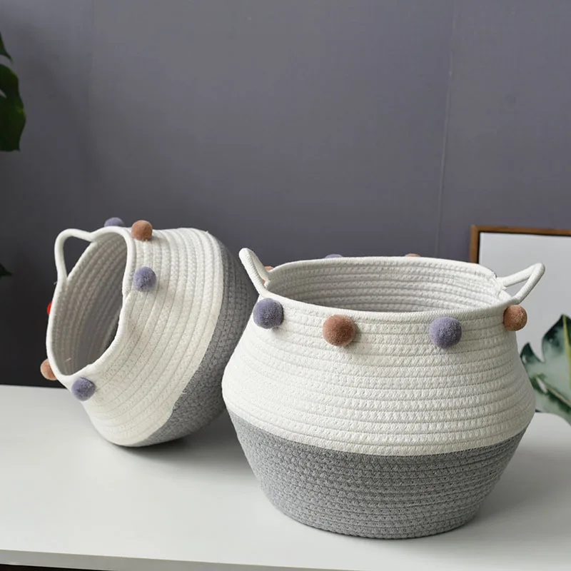 Woven Dirty Laundry Basket Storage Cotton Rope Organizer Home with Handle Toy Bra Underware Basket
Woven Dirty Laundry Basket Storage Cotton Rope Organizer Home with Handle Toy Bra Underware Basket