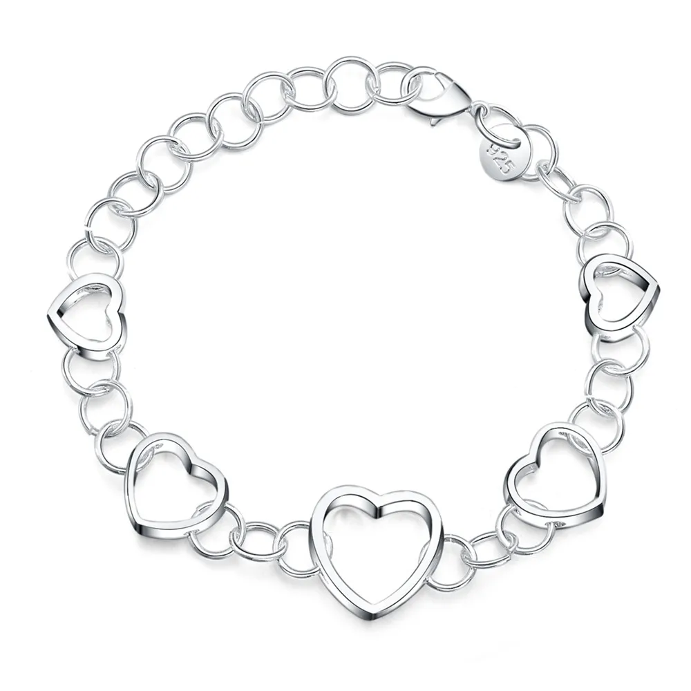 925 sterling silver fashion personality simple love five flat hollow peach heart bracelet couple party gift high quality jewelry
925 sterling silver fashion personality simple love five flat hollow peach heart bracelet couple party gift high quality jewelry