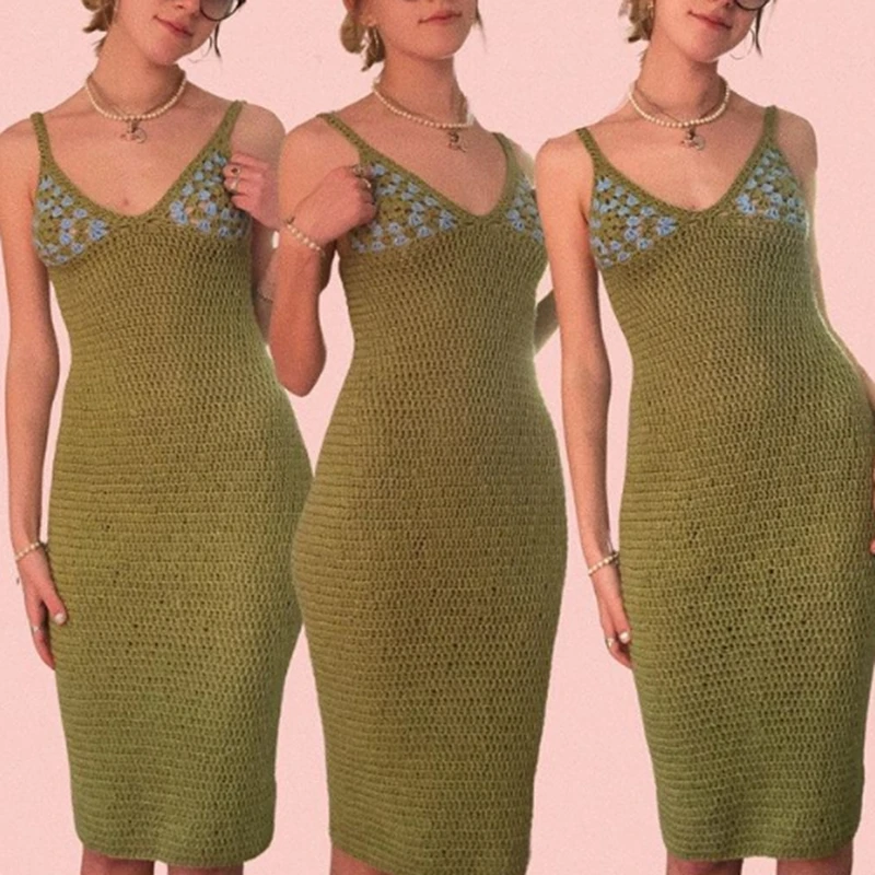 Chic Women Sleeveless V-neck Slim Fit Long Dress Y2K Handmade Knitted Cami Dress Skinny Bodycon Elegant Lady Summer Beach Outfit
Chic Women Sleeveless V-neck Slim Fit Long Dress Y2K Handmade Knitted Cami Dress Skinny Bodycon Elegant Lady Summer Beach Outfit