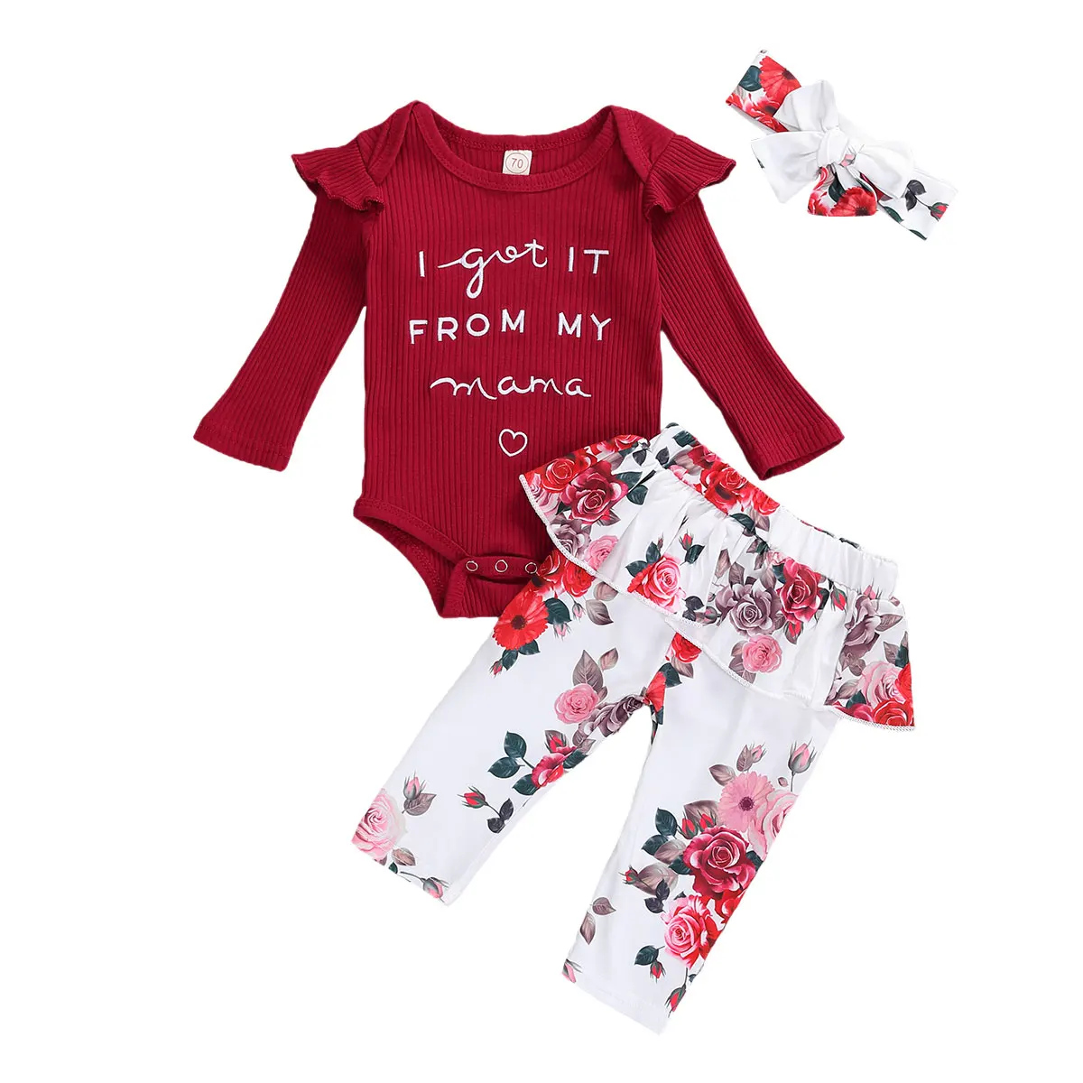 3 шт., Детский комбинезон с длинным рукавом и круглым вырезом, с буквенным принтом + длинные брюки с цветочным принтом + головной убор с бантом...
3 шт., Детский комбинезон с длинным рукавом и круглым вырезом, с буквенным принтом + длинные брюки с цветочным принтом + головной убор с бантом...