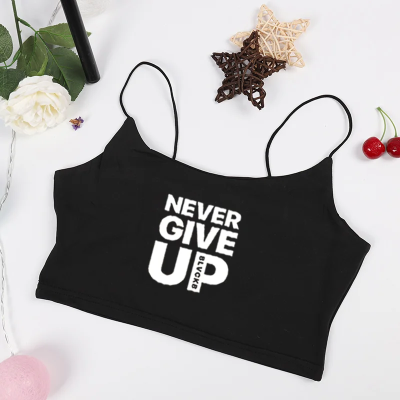 Never Give Up Letter Tank Tee Sleeveless Crop Top Fashion Sexy Sling Clothes Corset Tops To Wear Out Summer
Never Give Up Letter Tank Tee Sleeveless Crop Top Fashion Sexy Sling Clothes Corset Tops To Wear Out Summer