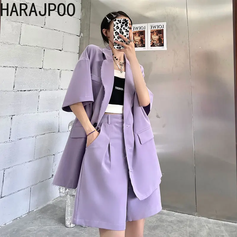 Комплект Harajpoo женский с коротким рукавом, уличный Фиолетовый пиджак с шортами с завышенной талией в Корейском стиле, в гонконгском стиле, на...
Комплект Harajpoo женский с коротким рукавом, уличный Фиолетовый пиджак с шортами с завышенной талией в Корейском стиле, в гонконгском стиле, на...