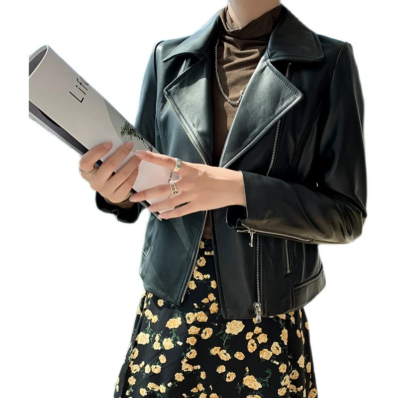 JCHB 2021 High Quality Women's Leather Jacket Motorcycle Sheepskin Coat Female Real Leather Coats Spring Autumn Femme Veste Pph
JCHB 2021 High Quality Women's Leather Jacket Motorcycle Sheepskin Coat Female Real Leather Coats Spring Autumn Femme Veste Pph