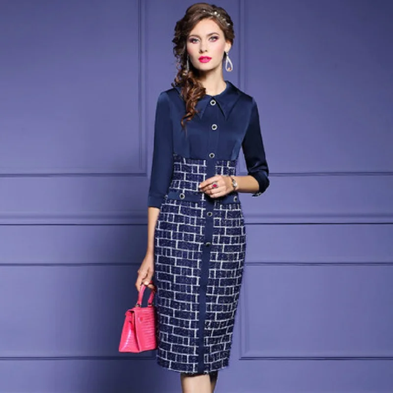 Tweed Fake two piece vintage dress women 2021 Winter Autumn print stitching split high waist professional patchwork plaid skirt
Tweed Fake two piece vintage dress women 2021 Winter Autumn print stitching split high waist professional patchwork plaid skirt