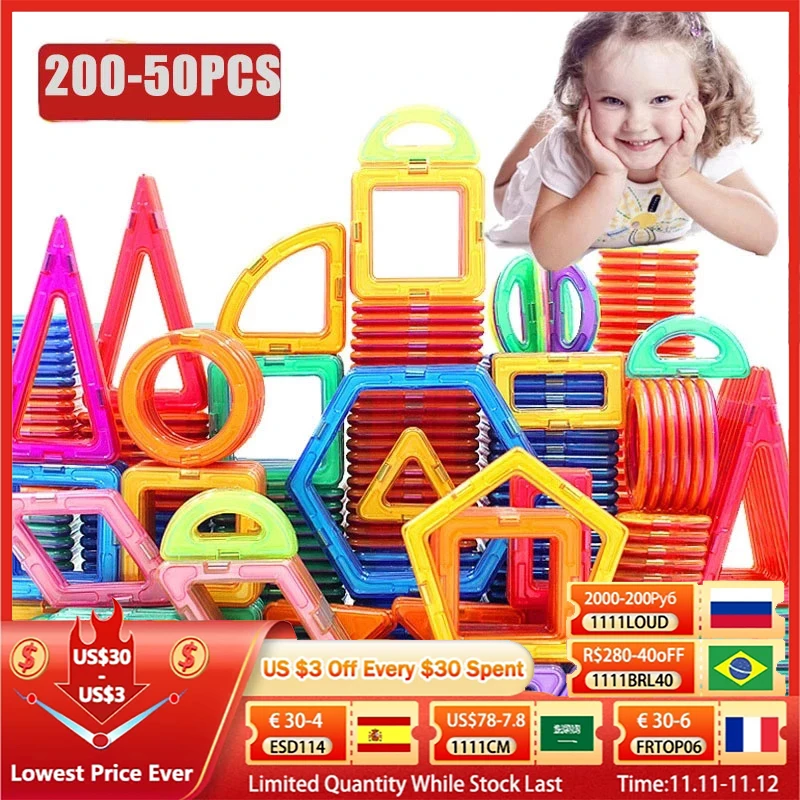 50-200PCs Big Size Magnetic Designer Magnet Building Blocks Accessories Educational Constructor Toys for Children Gifts 
50-200PCs Big Size Magnetic Designer Magnet Building Blocks Accessories Educational Constructor Toys for Children Gifts