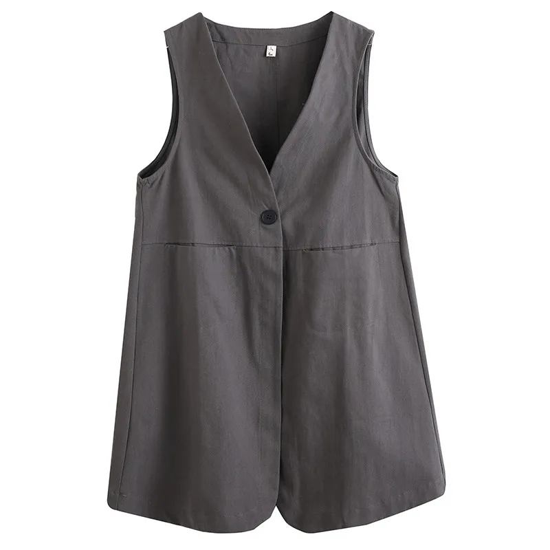 New Casual Long Vest Jacket Women Gray Black Loose Sleeveless Cotton Vest Women Chaleco Mujer Vintage Waistcoat Outerwear C6454
New Casual Long Vest Jacket Women Gray Black Loose Sleeveless Cotton Vest Women Chaleco Mujer Vintage Waistcoat Outerwear C6454