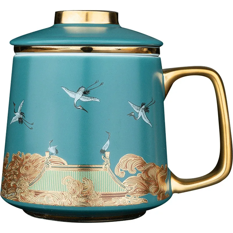 Crane Ceramic mug tea cup insulation large capacity ancient style office cup forbidden city cup with filter
Crane Ceramic mug tea cup insulation large capacity ancient style office cup forbidden city cup with filter