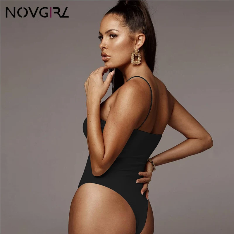 Novgirl Sexy Off Shoulder Strap Cotton Jumpsuit Women 2019 Backless Skinny Bodysuit Short Rompers Club Party Black Overalls | Женская