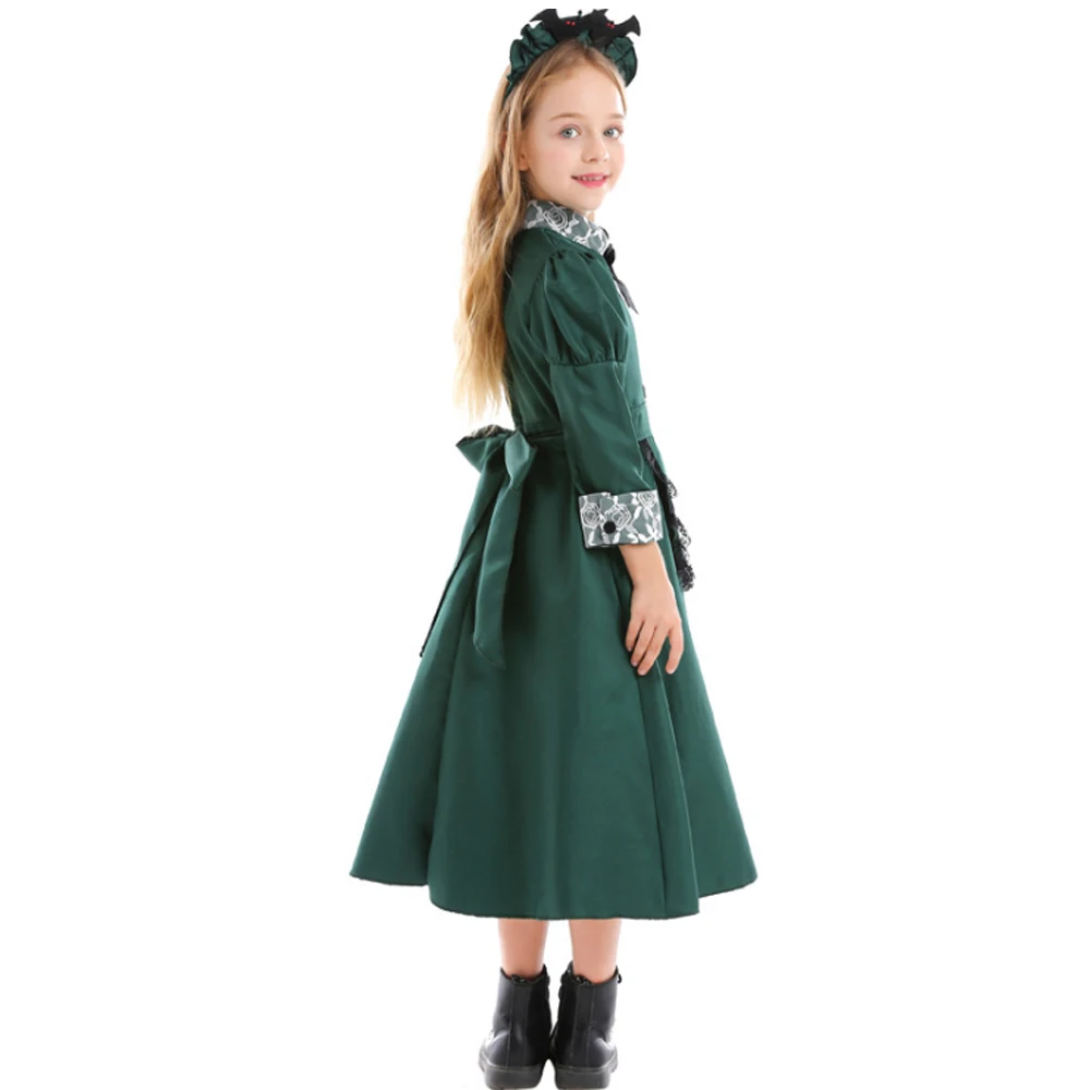 Child Girls Mysterious Castle Bat Vampire Cosplay Uniforms Witch Halloween Costumes for Girls Servant Dark Green Lace Dress
Child Girls Mysterious Castle Bat Vampire Cosplay Uniforms Witch Halloween Costumes for Girls Servant Dark Green Lace Dress