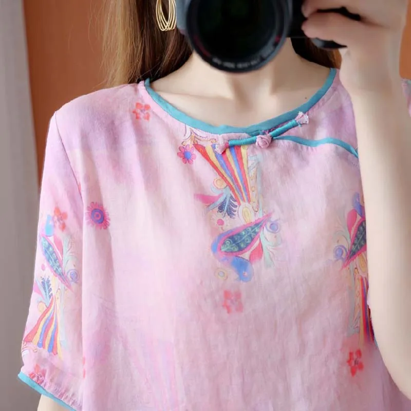 Oversized Women Cotton Linen Casual T-shirts New Arrival 2021 Summer Vintage Style O-neck Print Loose Female Tops Tees S3210 
Oversized Women Cotton Linen Casual T-shirts New Arrival 2021 Summer Vintage Style O-neck Print Loose Female Tops Tees S3210