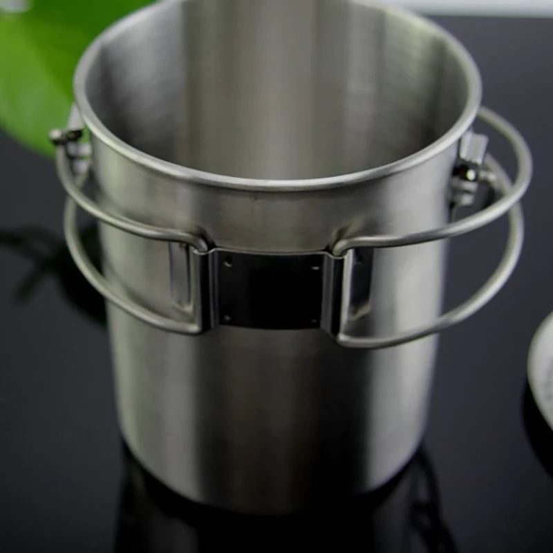 Portable Camping Mug Pot Stainless Steel Water Cup Picnic Water Mug Cup of Coffee Tea with Foldable Handle 
Portable Camping Mug Pot Stainless Steel Water Cup Picnic Water Mug Cup of Coffee Tea with Foldable Handle