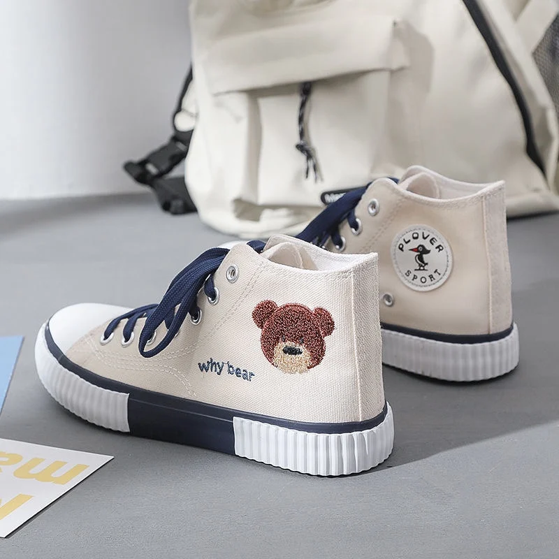Fashion Women's High Platform Bear White Kawaii Canvas Sports Shoes Flat Sneakers Anime Spring Vulcanize Trainers Korean Rubber
Fashion Women's High Platform Bear White Kawaii Canvas Sports Shoes Flat Sneakers Anime Spring Vulcanize Trainers Korean Rubber