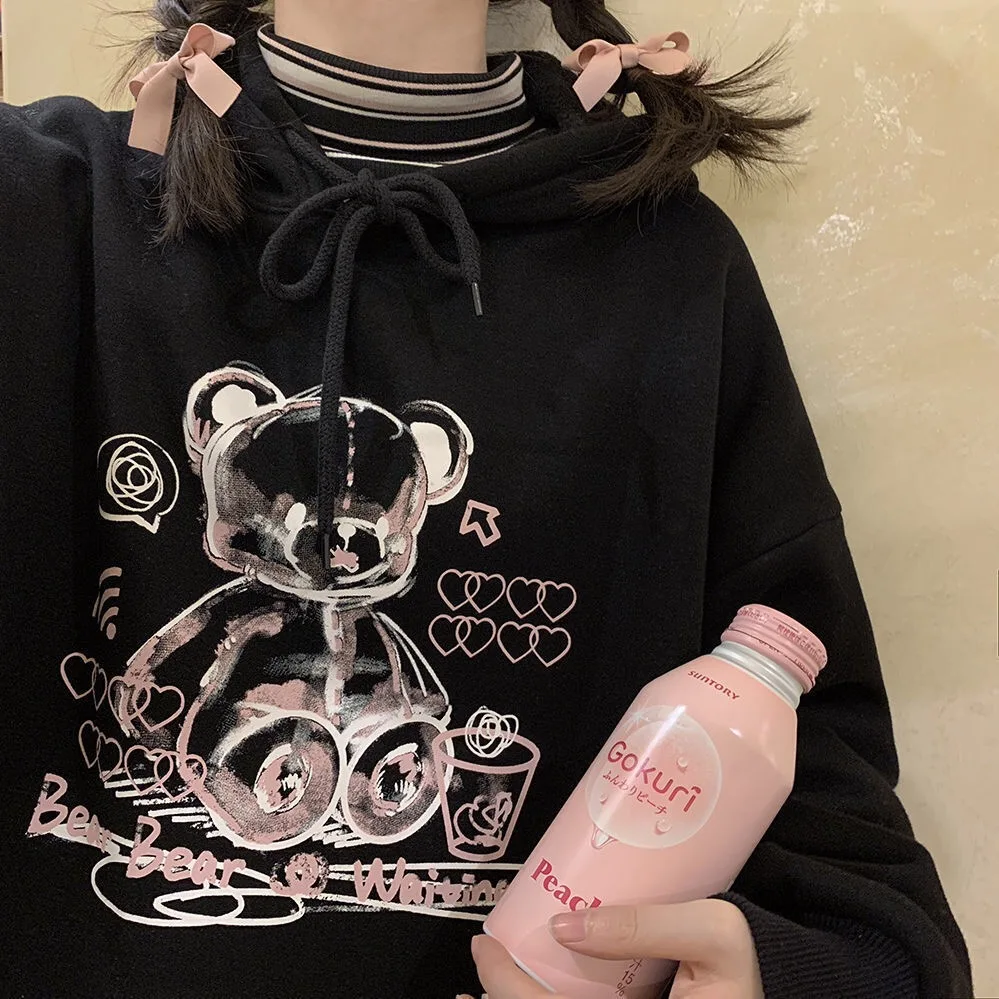 Korea Ulzzang Bear cute Women hoodies sweatshirts Loose Hip Hop Streetwear Tops Vintage Punk Casual Harajuku New Women Clothing
Korea Ulzzang Bear cute Women hoodies sweatshirts Loose Hip Hop Streetwear Tops Vintage Punk Casual Harajuku New Women Clothing
