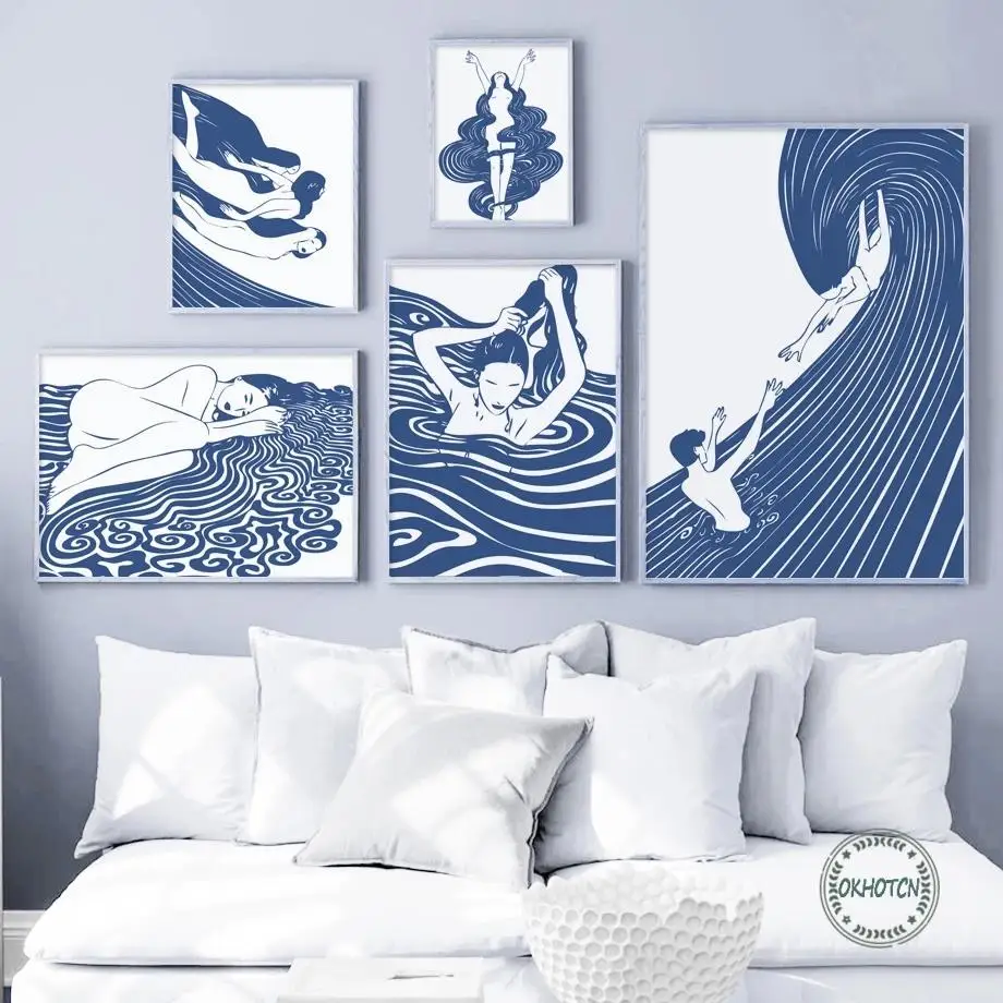 Blue Sea Wave Hair Nude Girl Poster Abstract Body Line Drawing Wall Art Canvas Painting Nordic Prints Pictures for Living Room
Blue Sea Wave Hair Nude Girl Poster Abstract Body Line Drawing Wall Art Canvas Painting Nordic Prints Pictures for Living Room