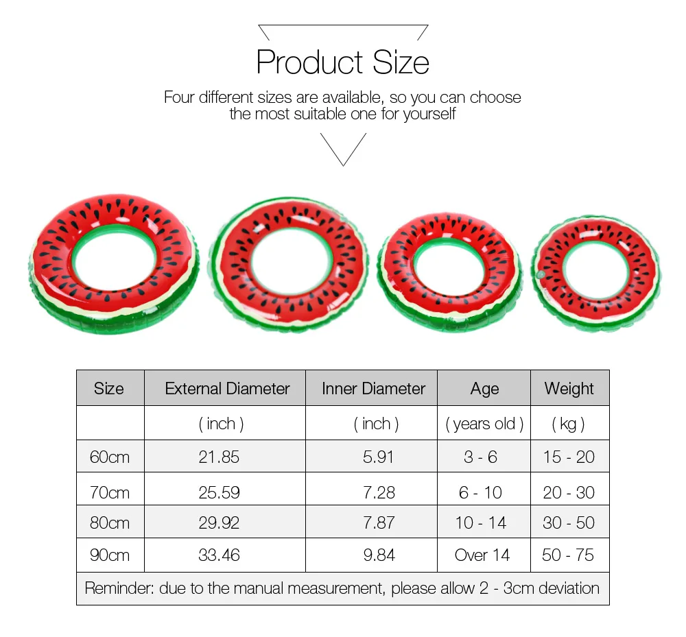 Watermelon Inflatable Pool Float Circle Swimming Ring For Kids Adults Giant Swimming Float Air Mattress Beach Party Pool Toys
Watermelon Inflatable Pool Float Circle Swimming Ring For Kids Adults Giant Swimming Float Air Mattress Beach Party Pool Toys