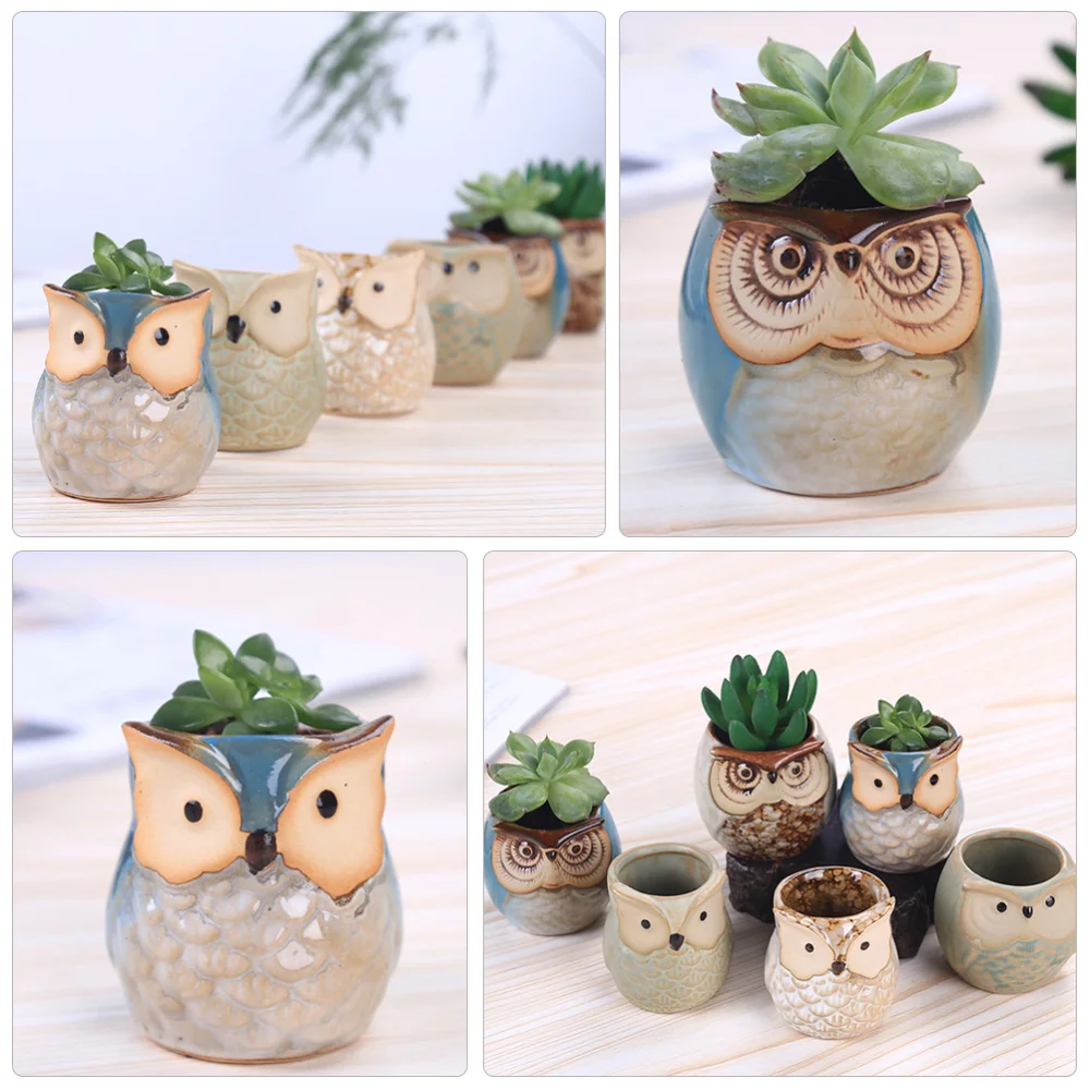 1 Set 6 Pcs Owl Animal Mini Flower Pots Ceramic Flowerpots Crafts Home Office Decors (Assorted Color)
1 Set 6 Pcs Owl Animal Mini Flower Pots Ceramic Flowerpots Crafts Home Office Decors (Assorted Color)