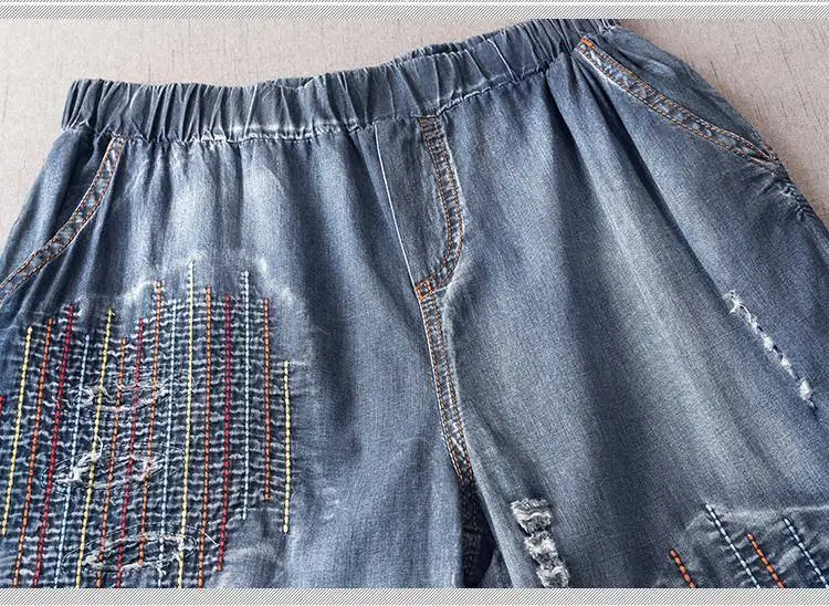 Plus Size Loose Sporting Sets Summer Denim Embroidery Two Piece Sets Fashion Woman Retro Casual Denim T-shirts & Pants Set Suit
Plus Size Loose Sporting Sets Summer Denim Embroidery Two Piece Sets Fashion Woman Retro Casual Denim T-shirts & Pants Set Suit