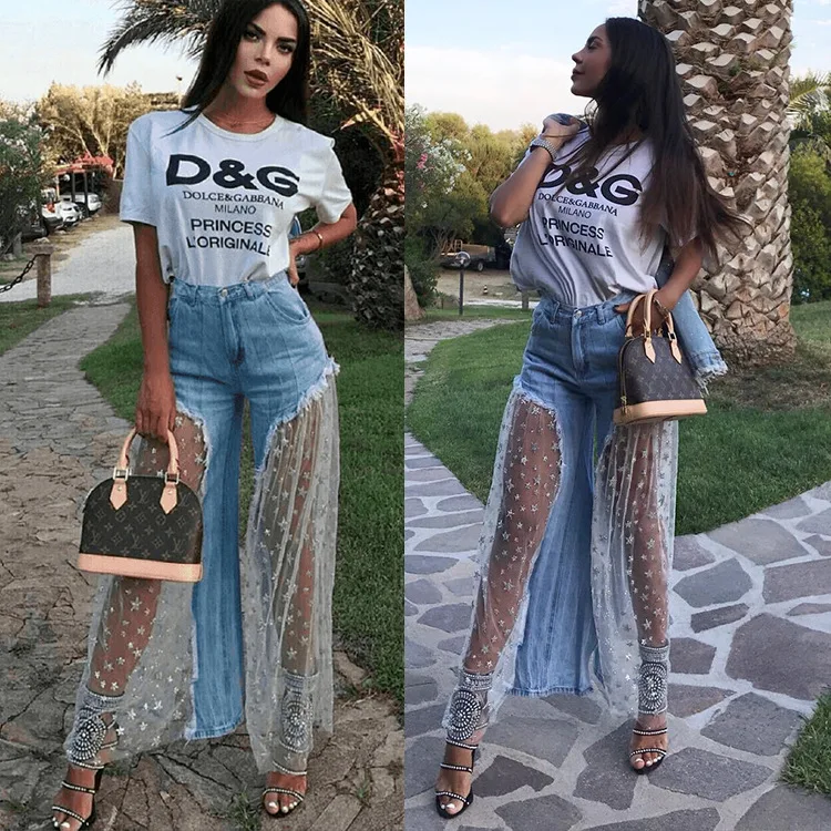 Women Sexy Fashion Jeans Pants Trousers Personality Star Mesh Stitching Wide-leg Raw Edge Star Streetwear Jeans for Women
Women Sexy Fashion Jeans Pants Trousers Personality Star Mesh Stitching Wide-leg Raw Edge Star Streetwear Jeans for Women