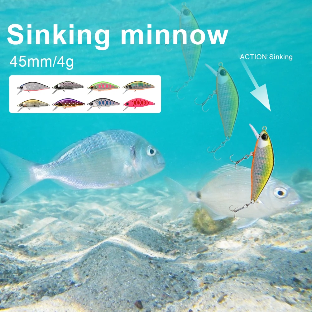 45mm Fishing Lure Minnow Fishing Bait Jerkbait 4g Mini Sinking Swimbait Artificial Lures for Perch Fishing Tackle Fast Delivery
45mm Fishing Lure Minnow Fishing Bait Jerkbait 4g Mini Sinking Swimbait Artificial Lures for Perch Fishing Tackle Fast Delivery