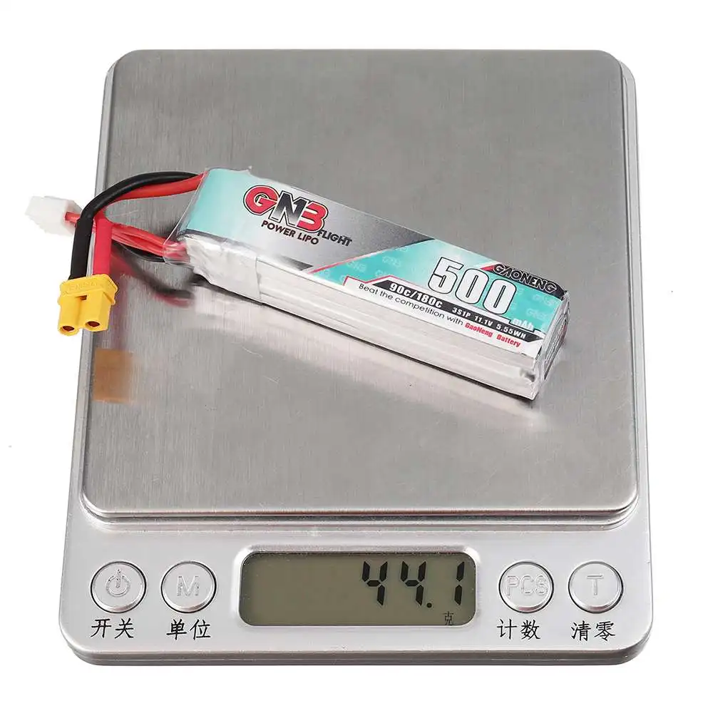 Gaoneng GNB 11.1V 500mAh 90C 3S Rechargeable XT30 Plug LiPo Battery for FPV Racing Drone RC Quadcopter Accessories Spare Parts
Gaoneng GNB 11.1V 500mAh 90C 3S Rechargeable XT30 Plug LiPo Battery for FPV Racing Drone RC Quadcopter Accessories Spare Parts