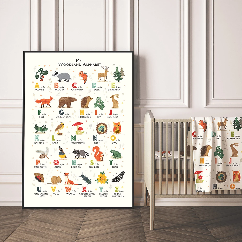 Woodland Alphabet Poster Animals ABC Canvas Painting Nursery Art Print Nordic Modern Baby Wall Picture For Kids Room Home Decor
Woodland Alphabet Poster Animals ABC Canvas Painting Nursery Art Print Nordic Modern Baby Wall Picture For Kids Room Home Decor