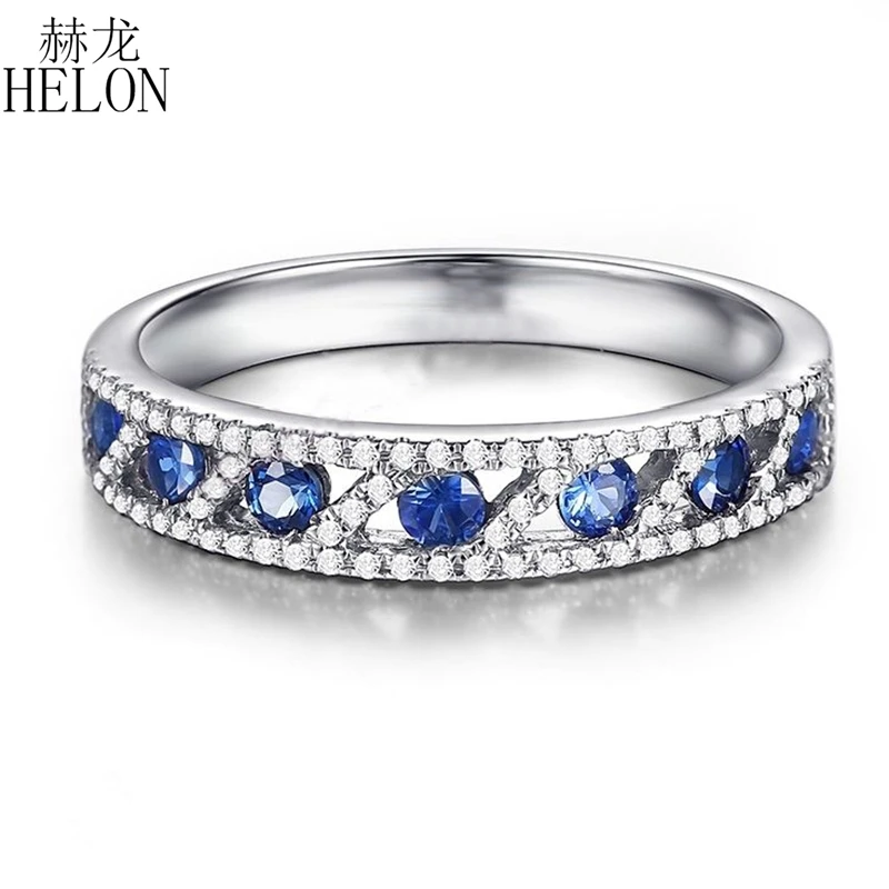 

HELON, 18 К, белое золото, сертифицировано, Круглый, 0.75CT, натуральные сапфиры, алмаз, обручальное кольцо, драгоценный камень, для женщин, подарок, ...
