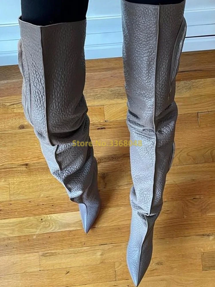 Leather Cargo Boots Zipper Decor Thigh High Winter Women Shoes Slim High Heeled Over The Knee Fashion Pointed Toe Runway Boots
Leather Cargo Boots Zipper Decor Thigh High Winter Women Shoes Slim High Heeled Over The Knee Fashion Pointed Toe Runway Boots