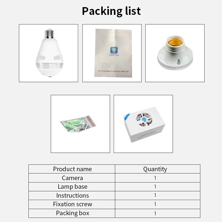 1080P Wireless IP Camera Bulb Light Lamp 360 degree Fish Eye Panoramic Home Camera 1.3MP Night Vision Security P2P WiFi Camera
1080P Wireless IP Camera Bulb Light Lamp 360 degree Fish Eye Panoramic Home Camera 1.3MP Night Vision Security P2P WiFi Camera