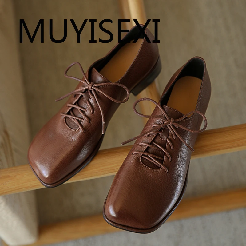 Square toe brand genuine leather 3cm low heel lace up leisure elegant concise cozy all-match British school pumps MHI02 MUYISEXI
Square toe brand genuine leather 3cm low heel lace up leisure elegant concise cozy all-match British school pumps MHI02 MUYISEXI