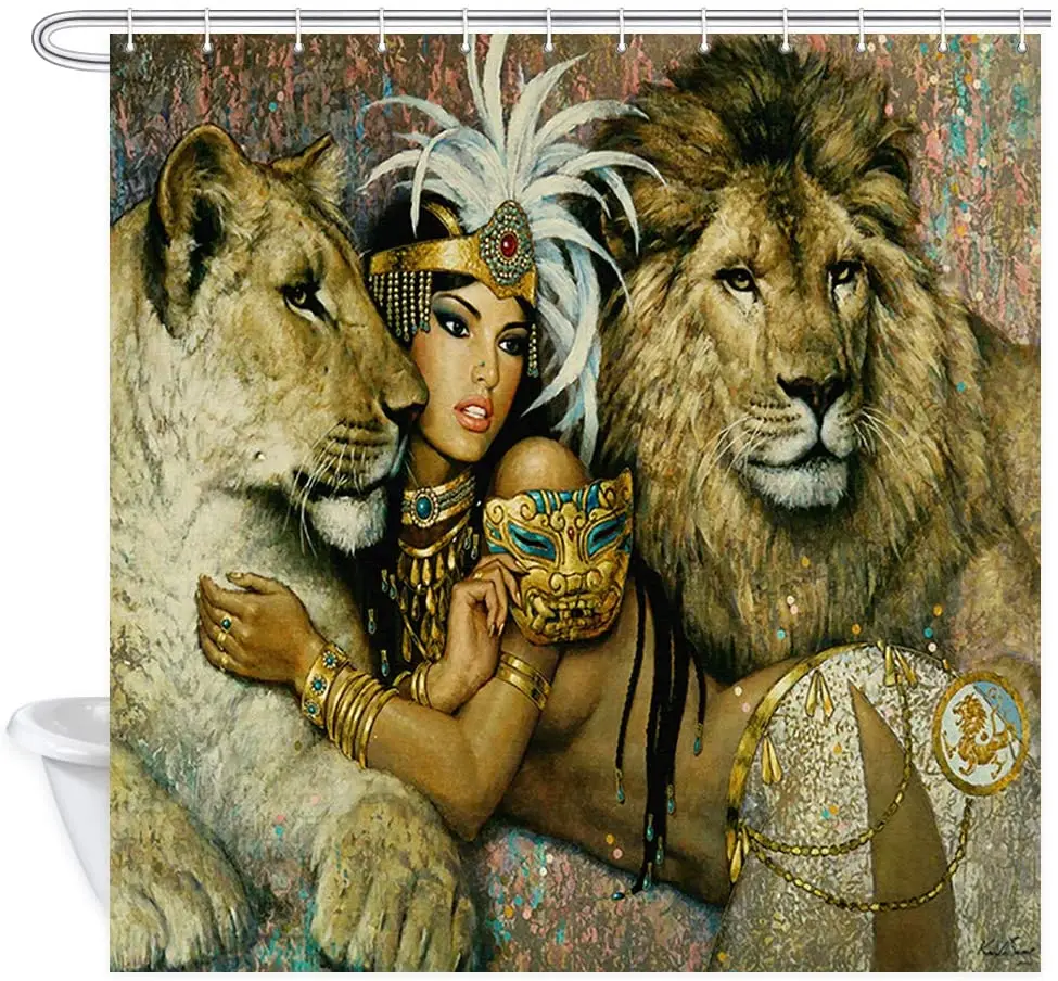 Animals Lion Girl Shower Curtains,Waterproof Fabric Bathroom Decorations 
Animals Lion Girl Shower Curtains,Waterproof Fabric Bathroom Decorations