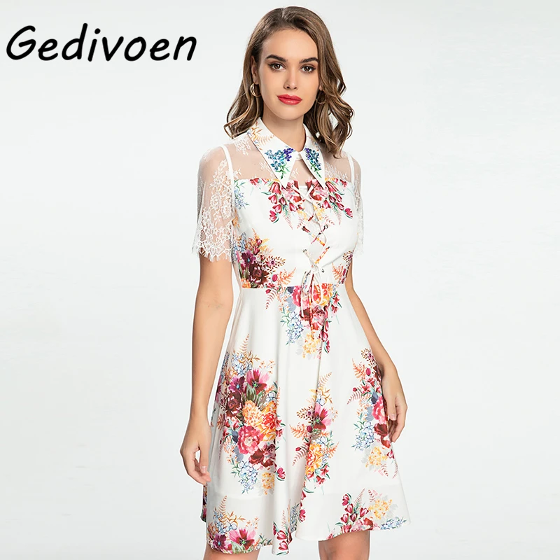 Gedivoen Fashion Woman Elegant Short Dress Sequins Diamonds Turn-down Collar Lace Sleeve Spliced Floral Print Party Dresses
Gedivoen Fashion Woman Elegant Short Dress Sequins Diamonds Turn-down Collar Lace Sleeve Spliced Floral Print Party Dresses