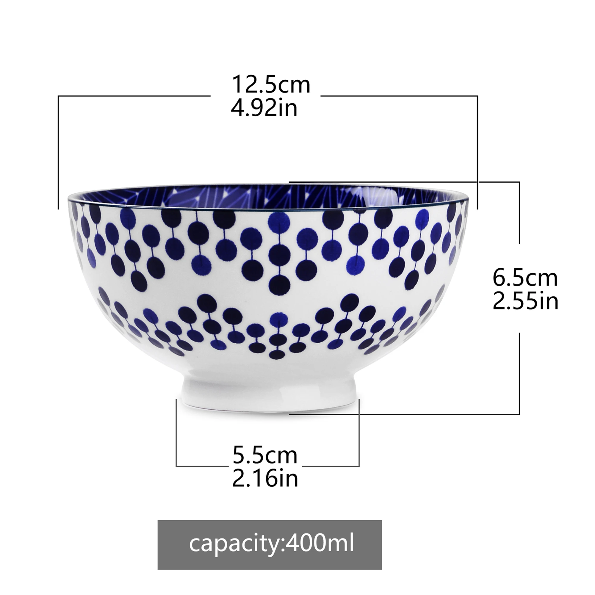 Vancasso 6-pieces Japanese Style Design Ceramic Bowls Set Cereal/Soup/Noodle/Ramen/Rice Bowls Set Blue and White Spot Bowl
Vancasso 6-pieces Japanese Style Design Ceramic Bowls Set Cereal/Soup/Noodle/Ramen/Rice Bowls Set Blue and White Spot Bowl
