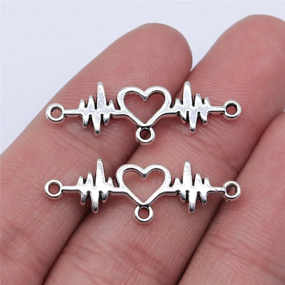 10PCS/lot 31*10mm Metal Charm Heart Ecg Connector Antique Silver Color Making DIY Handmade Tibetan Jewelry DIY
10PCS/lot 31*10mm Metal Charm Heart Ecg Connector Antique Silver Color Making DIY Handmade Tibetan Jewelry DIY