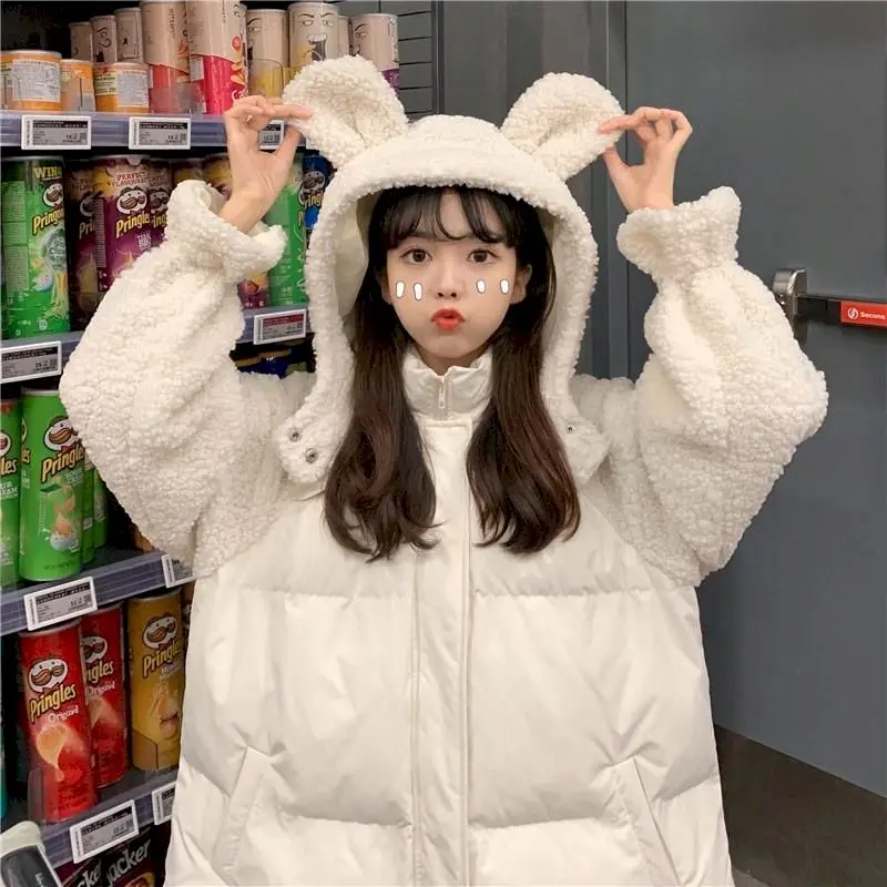 Preppy down jackets women soft girl kawaii Japanese hooded white mid-length ear stitch cotton padded coat winter female clothes
Preppy down jackets women soft girl kawaii Japanese hooded white mid-length ear stitch cotton padded coat winter female clothes