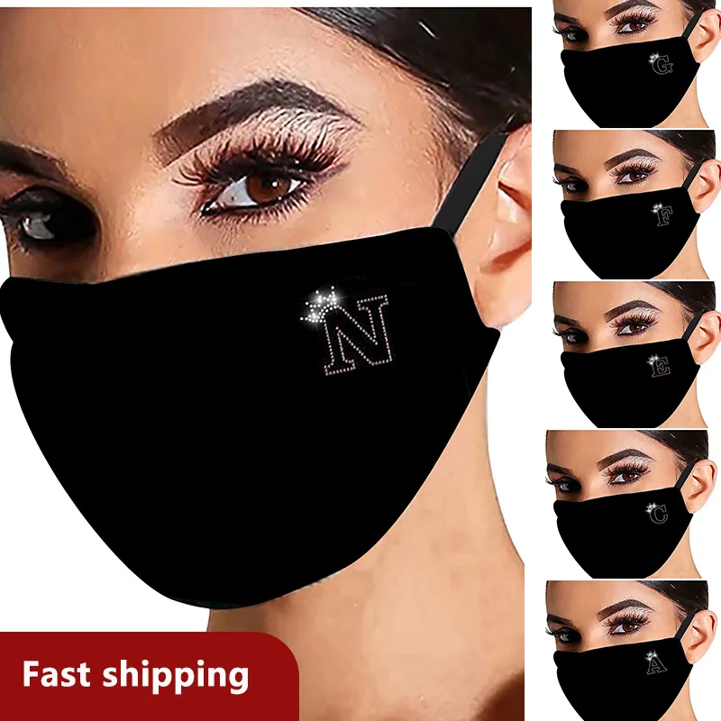 26 Letter Printed Face Mask E-lement Rhinestone Pattern Dustproof Mouth Caps Women Protective Mask Washable Reusable Mondkapjes
26 Letter Printed Face Mask E-lement Rhinestone Pattern Dustproof Mouth Caps Women Protective Mask Washable Reusable Mondkapjes