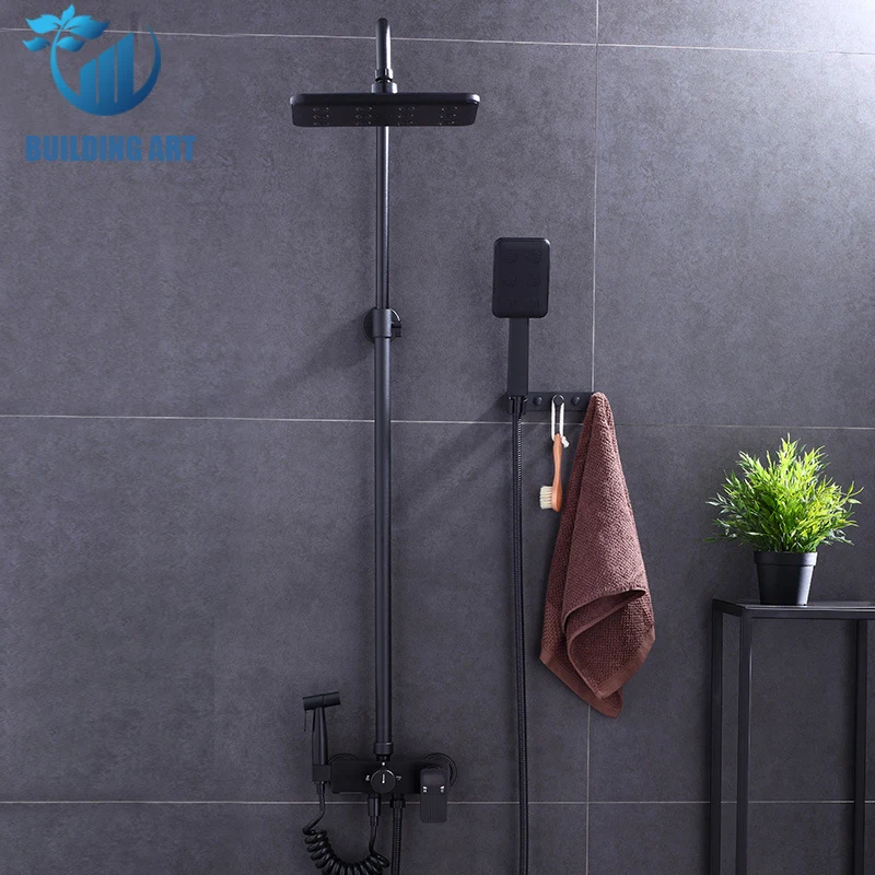Black Thermostatic Brass Rain Shower Holder Sets Faucet Bathroom Shower Taps Bidet Faucet Hot/Cold Mixer Shower Crane Faucet
Black Thermostatic Brass Rain Shower Holder Sets Faucet Bathroom Shower Taps Bidet Faucet Hot/Cold Mixer Shower Crane Faucet
