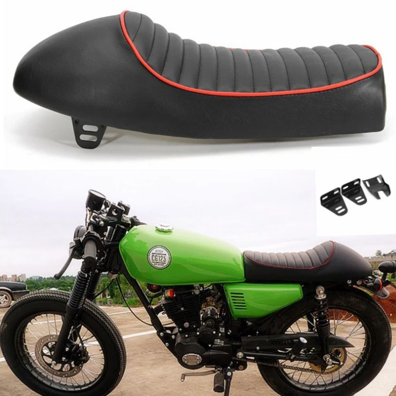Мотоциклетное сиденье Cafe Racer черное кожаное в стиле ретро для Honda CB CG 125 Yamaha SR |