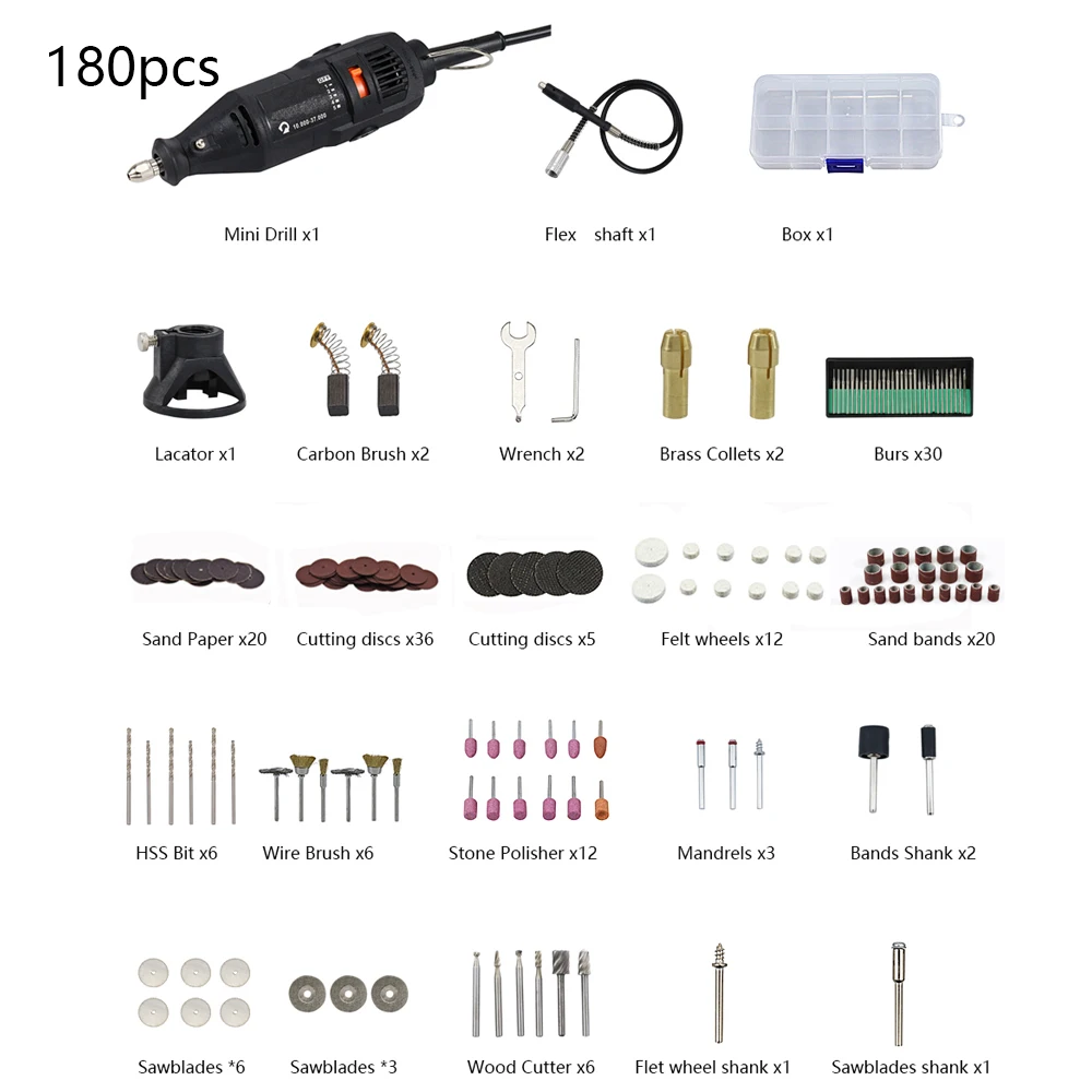 180W Electric Dremel Engraving Mini Drill Polishing Machine Variable Speed Rotary Tool with Power Tools Accessories Drill Tool
180W Electric Dremel Engraving Mini Drill Polishing Machine Variable Speed Rotary Tool with Power Tools Accessories Drill Tool