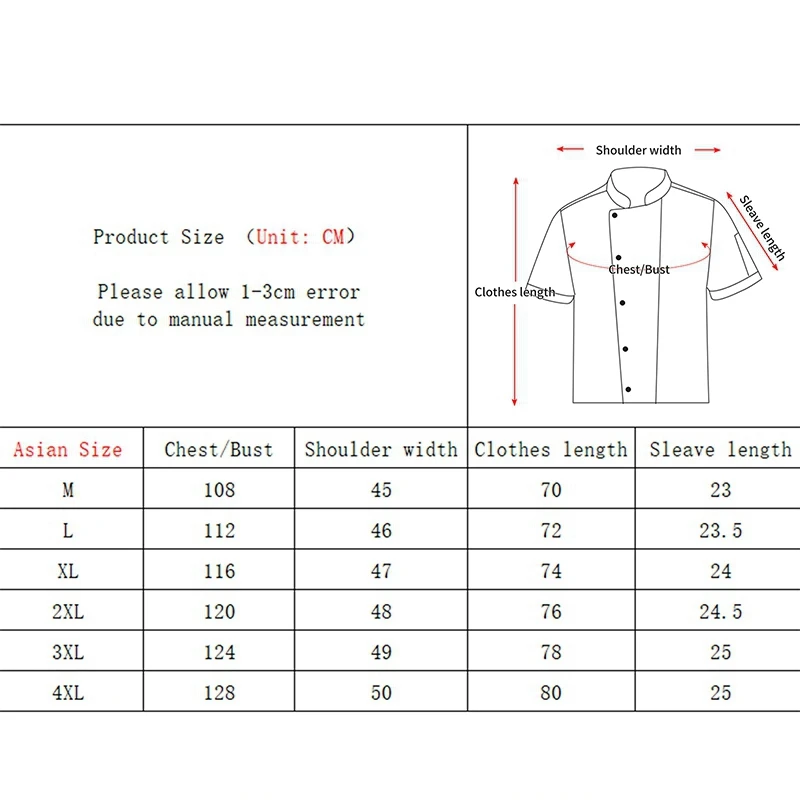 Summer Thin Chef Jacket for Men Chef Uniform Hotel Restaurant Kitchen Cooking Shirt Breathable Cook Clothes Waiter Work Jacket
Summer Thin Chef Jacket for Men Chef Uniform Hotel Restaurant Kitchen Cooking Shirt Breathable Cook Clothes Waiter Work Jacket