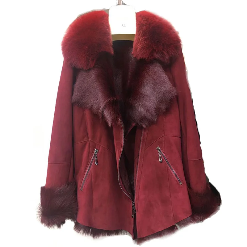 SHZQ Women Winter Genuine Fur and Leather Sheep Winter Outwear Coat with Fox Fur Collar Slim Fashion Ladies Elegant Autumn Outwe
SHZQ Women Winter Genuine Fur and Leather Sheep Winter Outwear Coat with Fox Fur Collar Slim Fashion Ladies Elegant Autumn Outwe