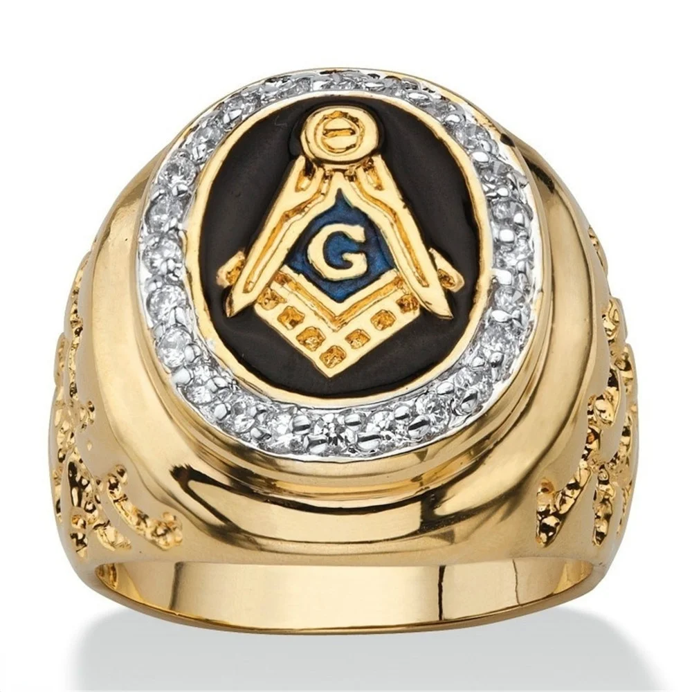 New European and American Fashion Men's Fashion Jewelry Inlaid Zircon Freemasonry Ring
New European and American Fashion Men's Fashion Jewelry Inlaid Zircon Freemasonry Ring