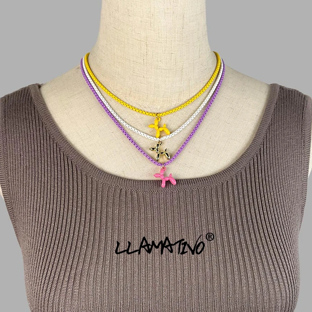 Kpop Colorful Balloon Dog Cartoon Animal Pendant Necklace For Women Rainbow Color Link Chain Choker Necklaces Y2k Jewelry Gifts
Kpop Colorful Balloon Dog Cartoon Animal Pendant Necklace For Women Rainbow Color Link Chain Choker Necklaces Y2k Jewelry Gifts