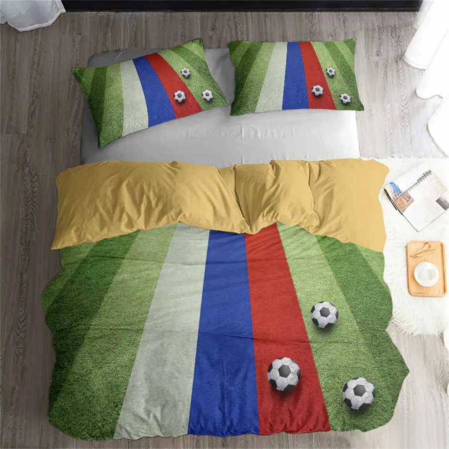 

HELENGILI 3D Bedding Set Football Print Duvet Cover Set Lifelike Bedclothes with Pillowcase Bed Set Home Textiles #ZQ-16