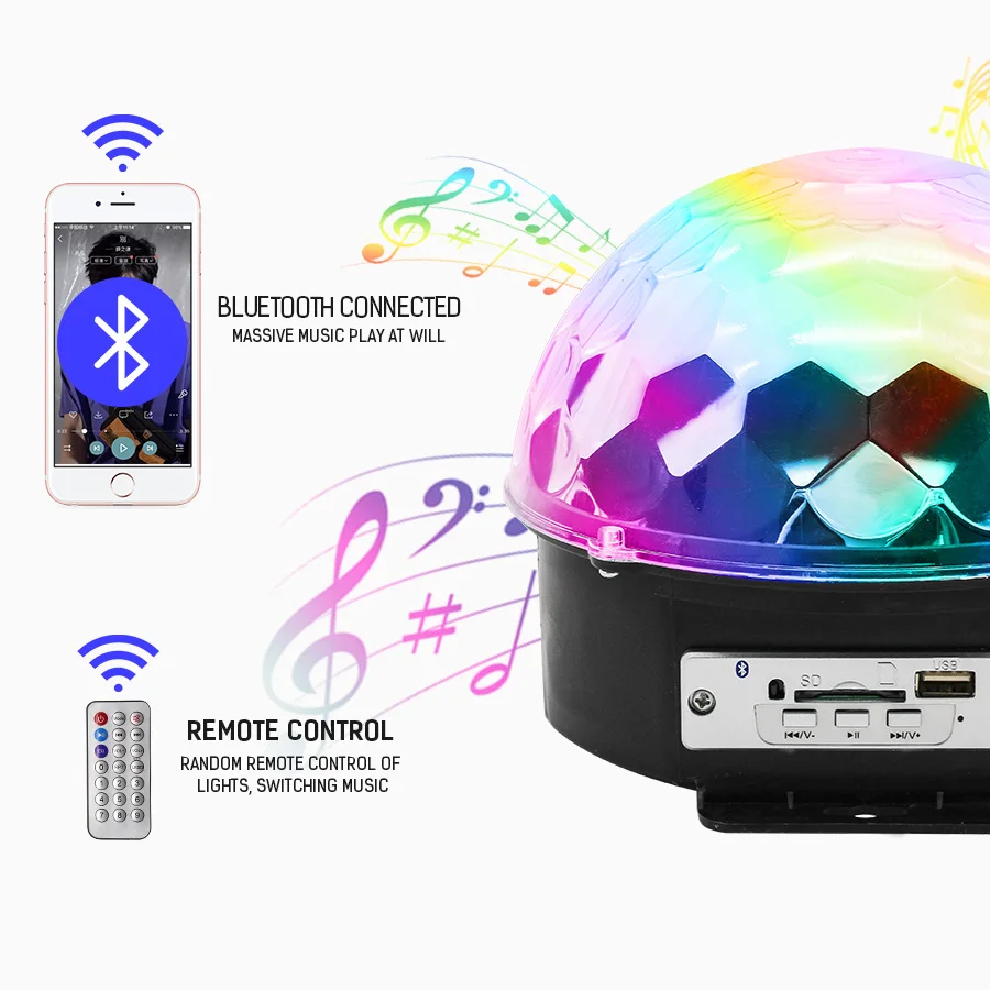 MP3 Bluetooth USB Disco DJ Stage Lighting MP3 LED Magic Ball Digital RGB LED Music Crystal Magic Ball Effect LED Remote Control
MP3 Bluetooth USB Disco DJ Stage Lighting MP3 LED Magic Ball Digital RGB LED Music Crystal Magic Ball Effect LED Remote Control