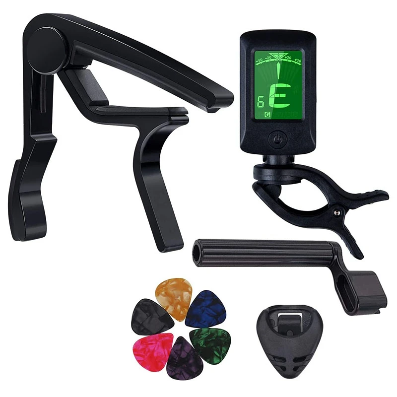 Guitar Capo for Acoustic Guitar, Electric Guitar, Bass with Picks Holder String Winder
Guitar Capo for Acoustic Guitar, Electric Guitar, Bass with Picks Holder String Winder