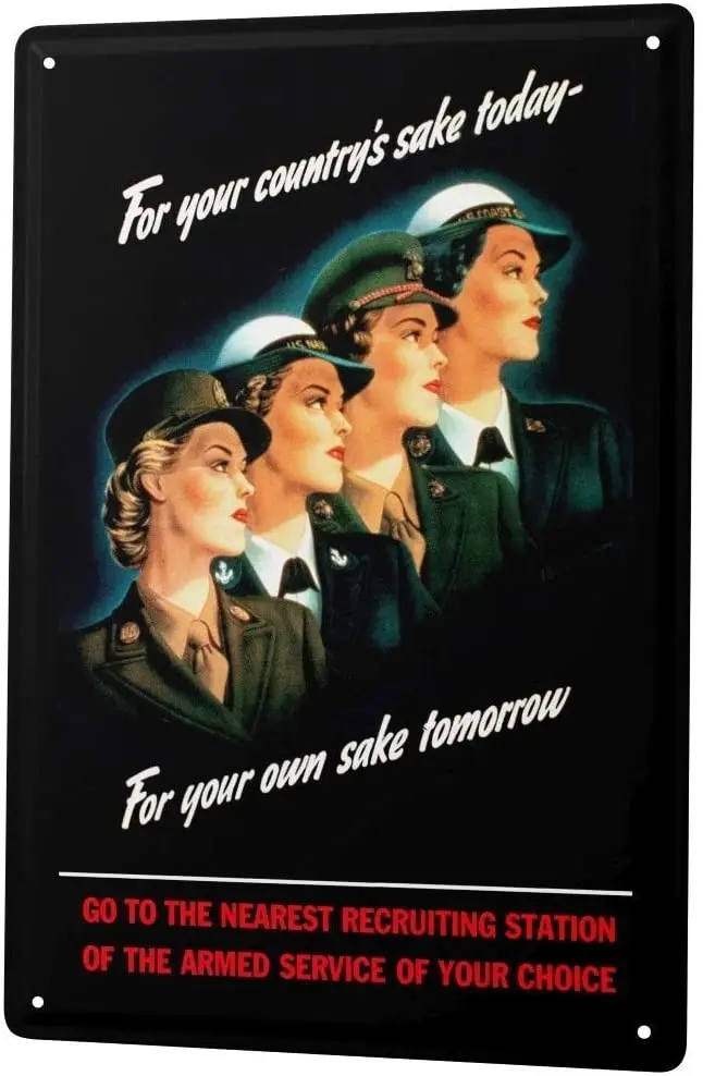 Military Women Recruitment Poster Funny Sign Tin Art Wall Decor Vintage Aluminum Retro Metal Tin Sign Painting Decorative Signs
Military Women Recruitment Poster Funny Sign Tin Art Wall Decor Vintage Aluminum Retro Metal Tin Sign Painting Decorative Signs