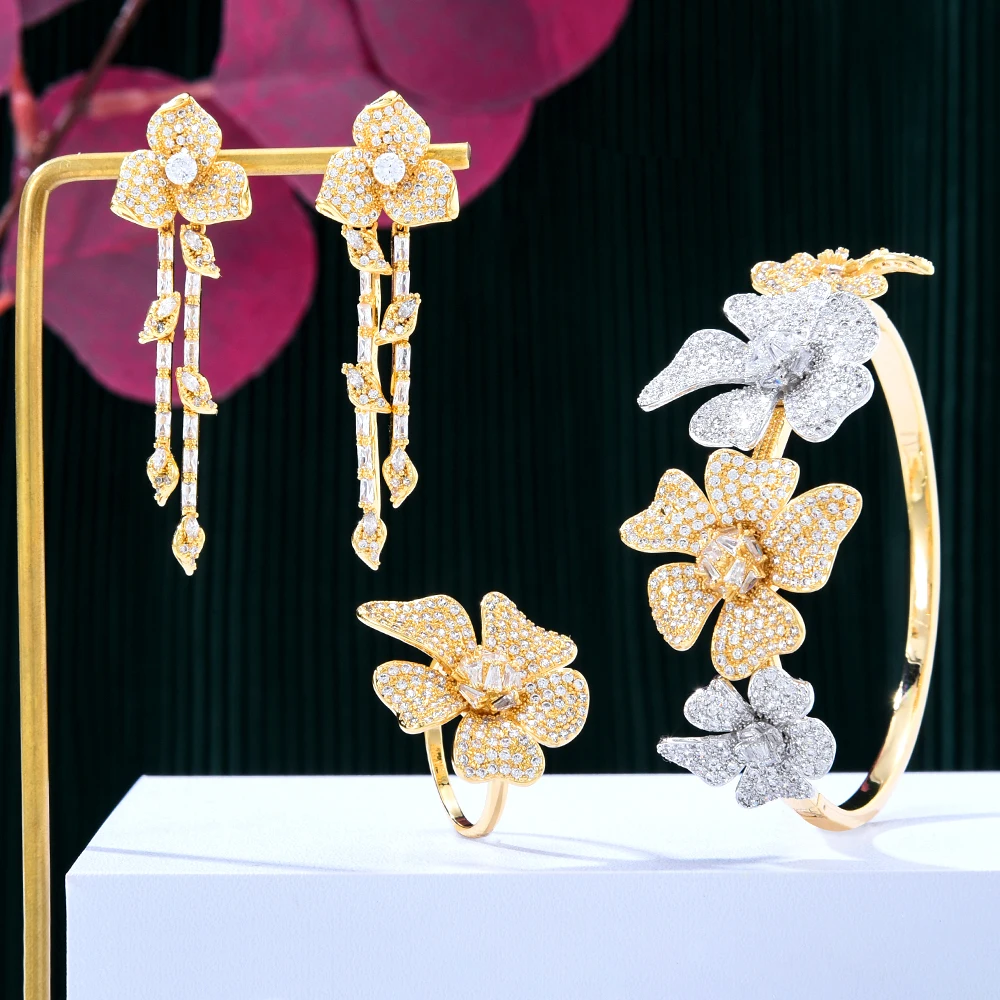 GODKI Trendy Luxury 3Pcs Leaves Flower Jewelry Set For Women Wedding AAA Cubic Zircon Dubai Bracelet Party Bangle Rings
GODKI Trendy Luxury 3Pcs Leaves Flower Jewelry Set For Women Wedding AAA Cubic Zircon Dubai Bracelet Party Bangle Rings