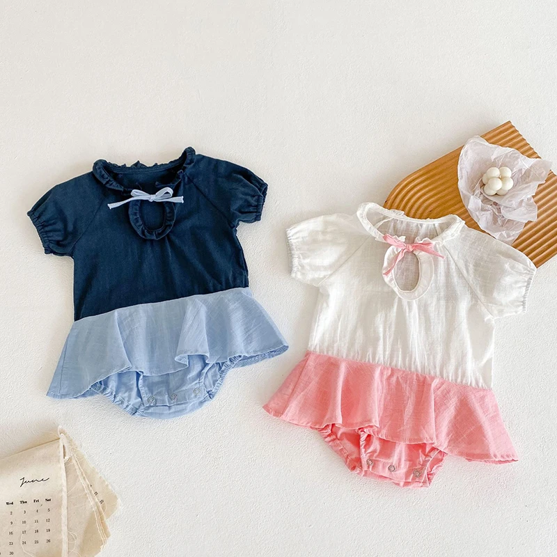 Toddler Baby Patchwork Rompers 2021 New Fashion Infant Girls Summer Cute Shorts Sleeve Outfits Newborn Bowtie Party Sweet Suits
Toddler Baby Patchwork Rompers 2021 New Fashion Infant Girls Summer Cute Shorts Sleeve Outfits Newborn Bowtie Party Sweet Suits
